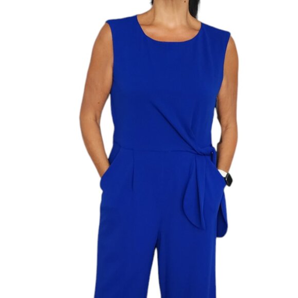 Tahari Round Neck Sleveless Side tie Cocktail Jumpsuit Size 12 - Picture 2 of 9